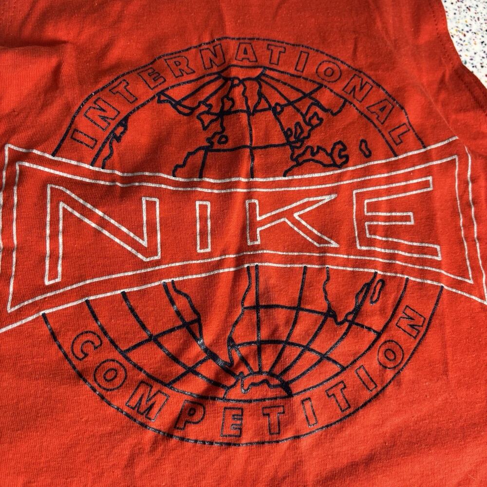 Vintage NIKE 90s International Competition Body Builder Shirt Small Red Tank Top